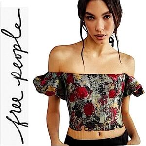 Free People Women’s “Bali Carousel” Corset Off-the-shoulder Top XSmall